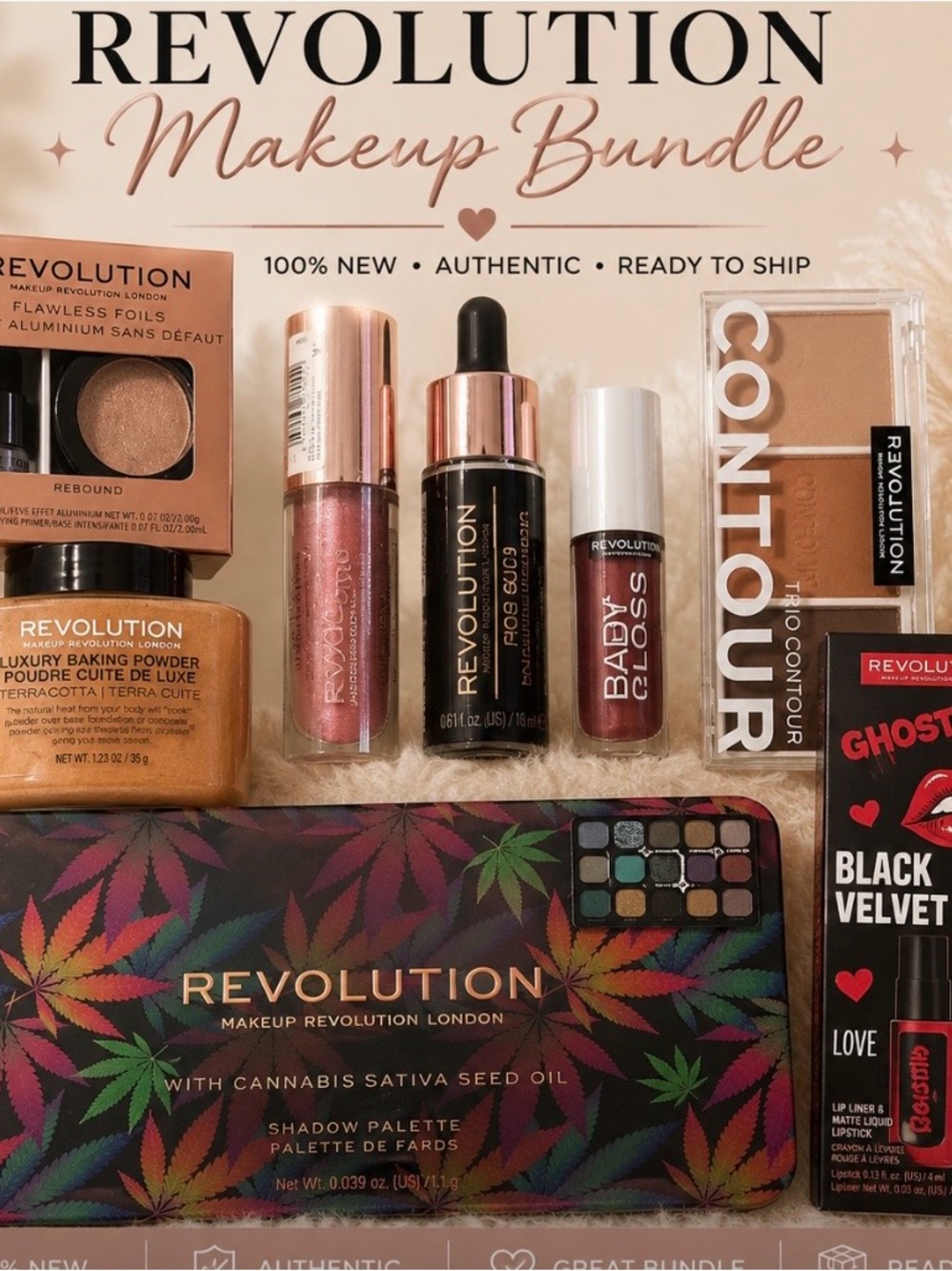 200 pieces Revolution Eyeshadow & Glow Set - Rose, Bronze & Shimmer
